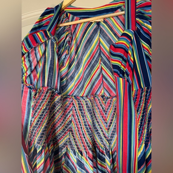 1930S/40S VIBRANT STRIPED MAXI DRESS | Size Small (18” P2P) MADE IN HOLLIWOOD - Picture 10 of 16